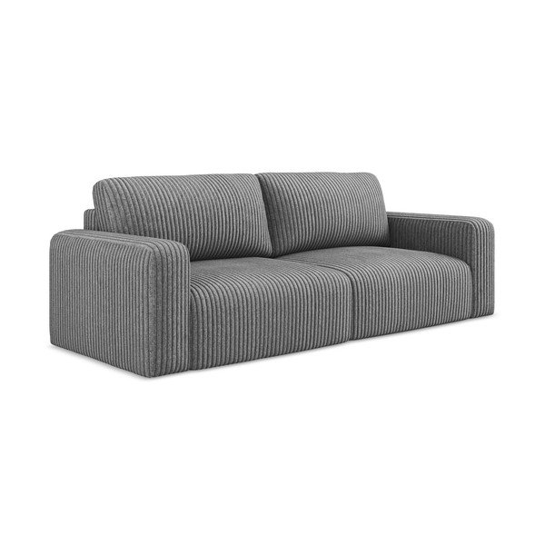 Pilkos spalvos sulankstoma/su sandėliavimo vieta sofa iš kordinio velveto 252 cm Kona – Makamii-image-2
