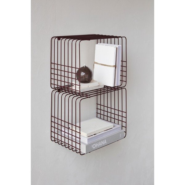 Bordo spalvos iš metalo kelių aukštų sieninė lentyna 38 cm Wire – Mette Ditmer Denmark-image-2
