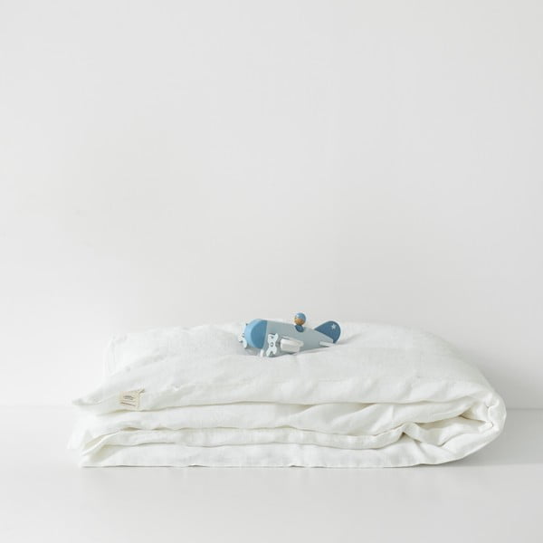 Baltas vaikiškas lininis antklodės užvalkalas Linen Tales Nature, 140 x 200 cm