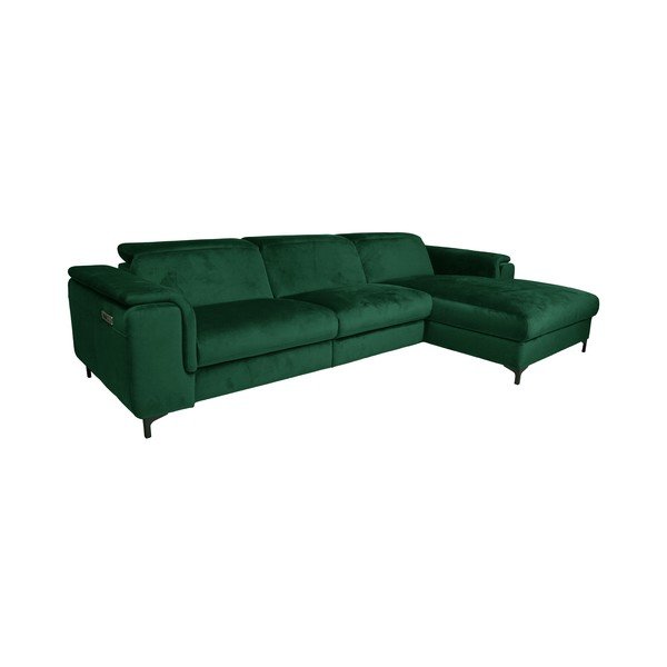 Kampinė sofa tamsiai žalios spalvos iš velveto (su dešiniuoju kampu) Brito – MESONICA-image-2