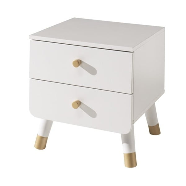 Baltas vaikiškas naktinis staliukas iš pušies medienos Vipack Billy