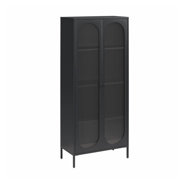 Iš metalo vitrina juodos spalvos 80x186x40 cm Luna – Støraa-image-4