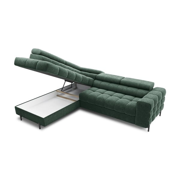 Žalios spalvos iš boucle sulankstoma/su sandėliavimo vieta kampinė sofa (su kairiuoju kampu/„L“ formos) Ferucce – ELTAP-image-4