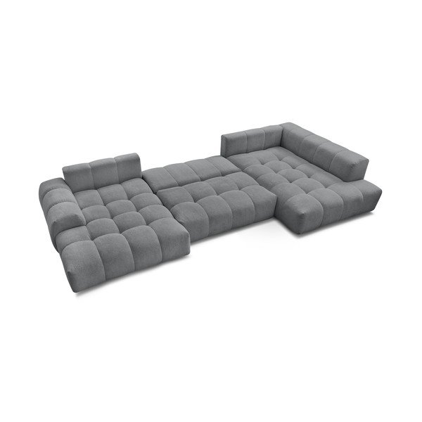 Tamsiai pilkos spalvos iš šenilinio audinio sulankstoma/su sandėliavimo vieta kampinė sofa (su dešiniuoju kampu/„U“ formos) Everest – Bobochic Paris-image-4