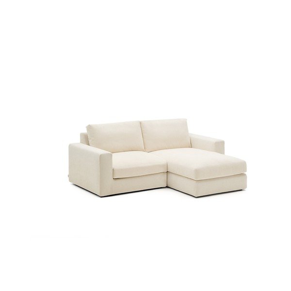 Smėlio spalvos kampinė sofa iš šenilinio audinio (su dešiniuoju kampu/su gultu) Alea – Kave Home-image-2