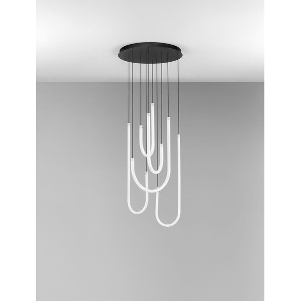 Baltos spalvos/matinės juodos spalvos iš plieno kabantis šviestuvas LED su pritemdymo funkcija ø 50 cm su gaubtu iš akrilo stiklo Topaz – Nova Luce-image-4