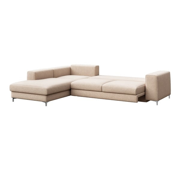 Smėlio spalvos iš boucle sulankstoma/su sandėliavimo vieta kampinė sofa (su kairiuoju kampu/„L“ formos) Rene – Rodier-image-3