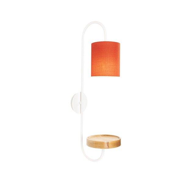 Baltas metalinis sieninis šviestuvas su raudonu gaubtu Opviq lights Marylena-image-2