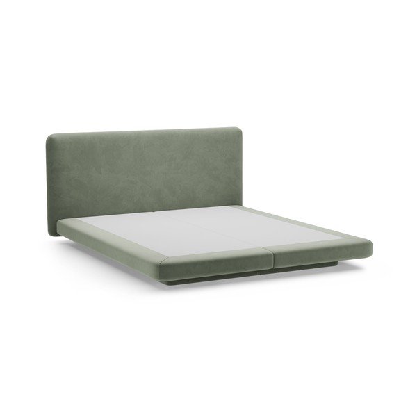 Žalios spalvos dvigulė lova audiniu dengta 200x200 cm Linea – Micadoni -image-2