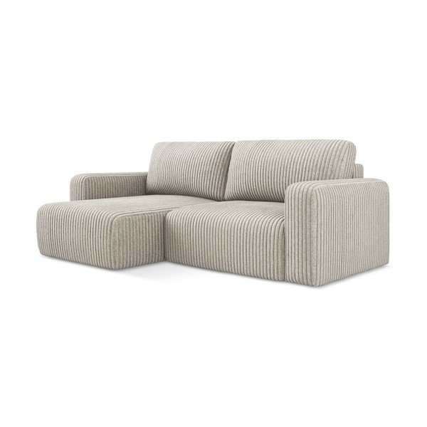 Smėlio spalvos sulankstoma/su sandėliavimo vieta kampinė sofa iš kordinio velveto (su kairiuoju kampu/su gultu) Kona – Makamii-image-2