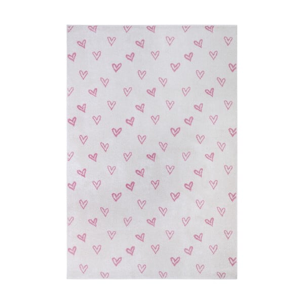 Vaikiškas kilimas baltos spalvos/rožinės spalvos 160x235 cm Hearts – Hanse Home