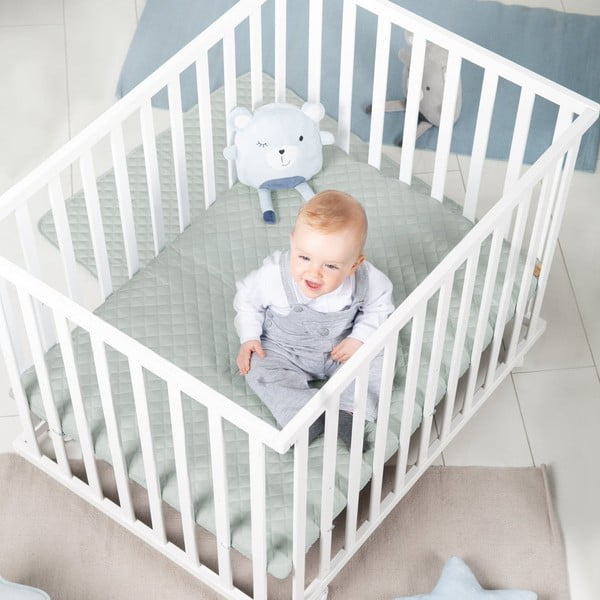 Baltos spalvos maniežas vaikams ant ratukų 100x75 cm Style – Roba-image-3