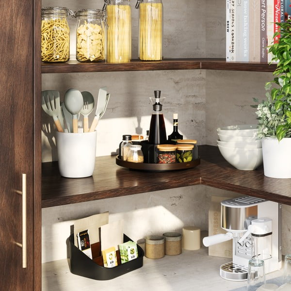 Iš medienos vonios organizatorius juodos spalvos makiažui/pasukamas Bellwood – Umbra-image-4