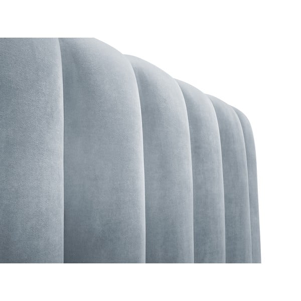 Šviesiai mėlyna minkšta dvigulė lova su laikymo vieta ir grotelėmis 180x200 cm Kelp - Micadoni Home-image-4