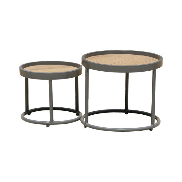 Apvalios formos sodo šoniniai staliukai 2 vnt. ø 50 cm Silea – Garden Pleasure