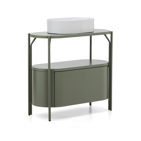 Žalios spalvos spintelė po kriaukle 90x81 cm Arely – Kave Home-image-4