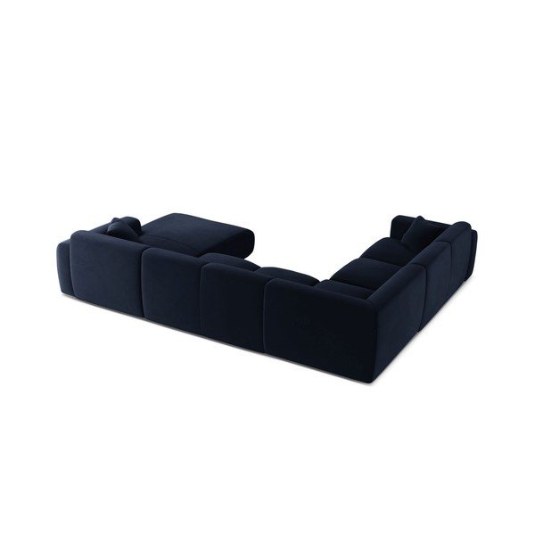 Mėlynos spalvos kampinė sofa iš velveto („U“ formos) Molino – Micadoni -image-2