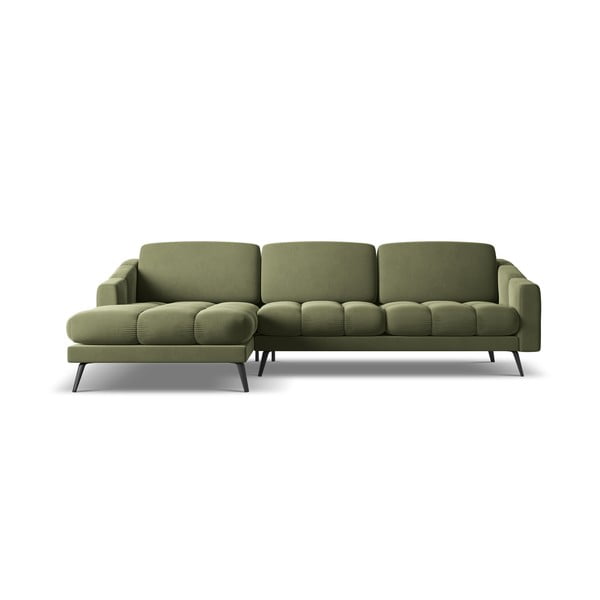 Žalios spalvos iš velveto kampinė sofa (su kairiuoju kampu) Nalu – Makamii