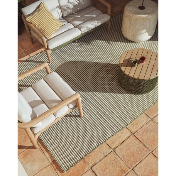 Žalios spalvos/smėlio spalvos iš audinio sodo sofa Menfi – Kave Home-image-3