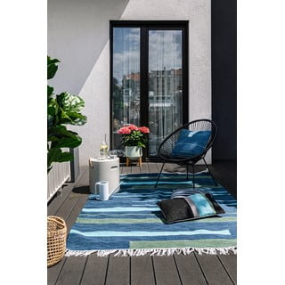 Tamsiai mėlynas dvipusis lauko kilimas iš perdirbto plastiko Green Decore Marlin, 160 x 230 cm