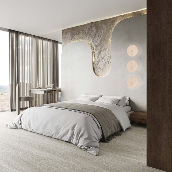 Matinės baltos spalvos iš akmens sieninė lempa LED su pritemdymo funkcija Bobbin – Trio Select-image-1