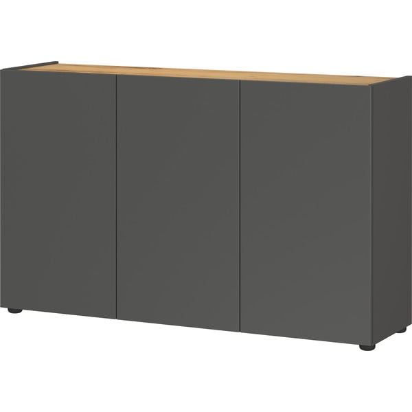 Antracito spalvos spintelė iš ąžuolo 120x76x34 cm Adrano – Germania-image-3