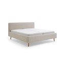 Smėlio spalvos dvigulė lova audiniu dengta su sandėliavimo vieta su lovos grotelėmis 160x200 cm Mattis Cord – Meise Möbel