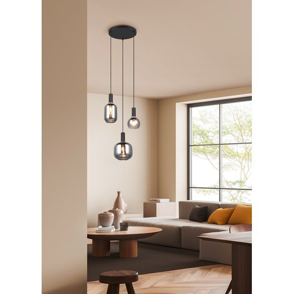 Kabantis šviestuvas juodos spalvos su stiklo gaubtu Diva – Trio-image-1