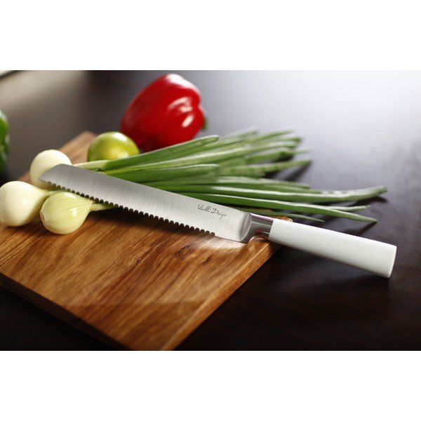 Peilių rinkinys su stovu ir pjaustymo lentele - baltas-image-3