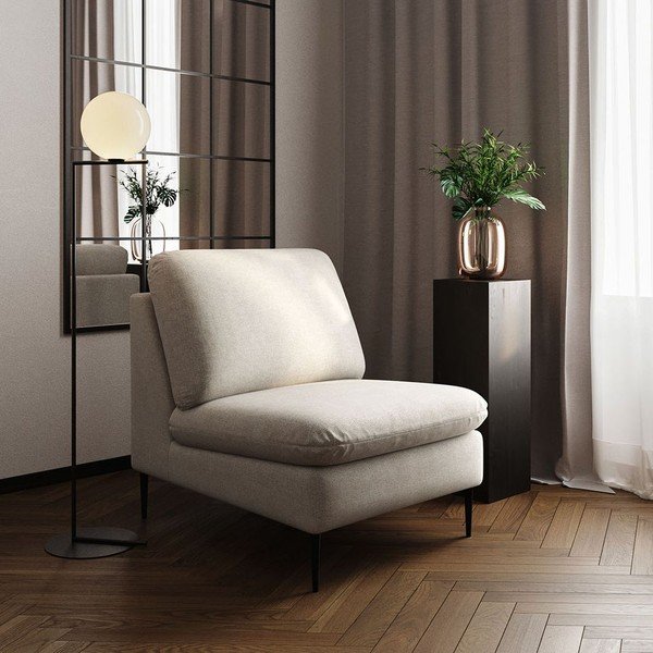 Smėlio spalvos iš šenilinio audinio krėslas Belle – Rodier-image-1