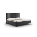 Dvigulė lova tamsiai pilkos spalvos audiniu dengta su sandėliavimo vieta su lovos grotelėmis 200x200 cm Casey – Mazzini Beds