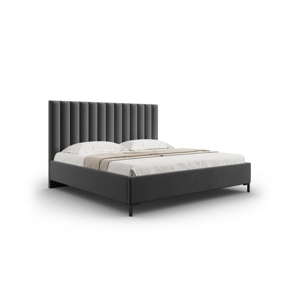 Dvigulė lova tamsiai pilkos spalvos audiniu dengta su sandėliavimo vieta su lovos grotelėmis 180x200 cm Casey – Mazzini Beds