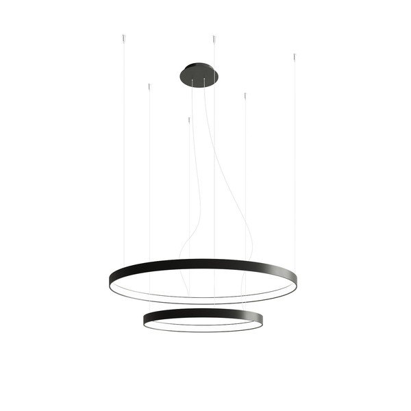 Juodos spalvos iš aliuminio kabantis šviestuvas LED ø 78 cm RIO – Thoro