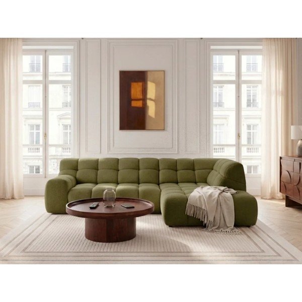 Žalios spalvos sulankstoma/ar elektrisko sēdekļa regulēšanu kampinė sofa (su dešiniuoju kampu/„L“ formos) Andre – Bobochic Paris-image-1
