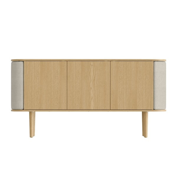 Žema šoninė spintelė smėlio spalvos/natūralios spalvos iš ąžuolo 150x75 cm Treasures – UMAGE-image-3