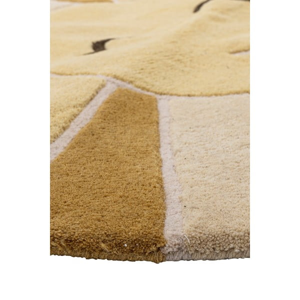 Smėlio spalvos/gintarinės spalvos iš vilnos vaikiškas kilimas ø110 cm Sun – Bloomingville Mini-image-3