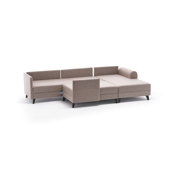 Kampinė sofa smėlio spalvos („U“ formos) Belen – Balcab Home-image-3
