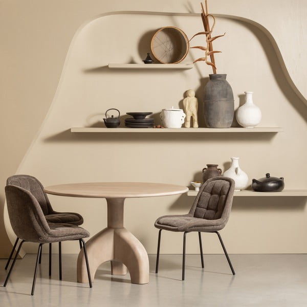 Pilkos spalvos iš aksomo valgomojo kėdės 2 vnt. Crate – WOOOD-image-1