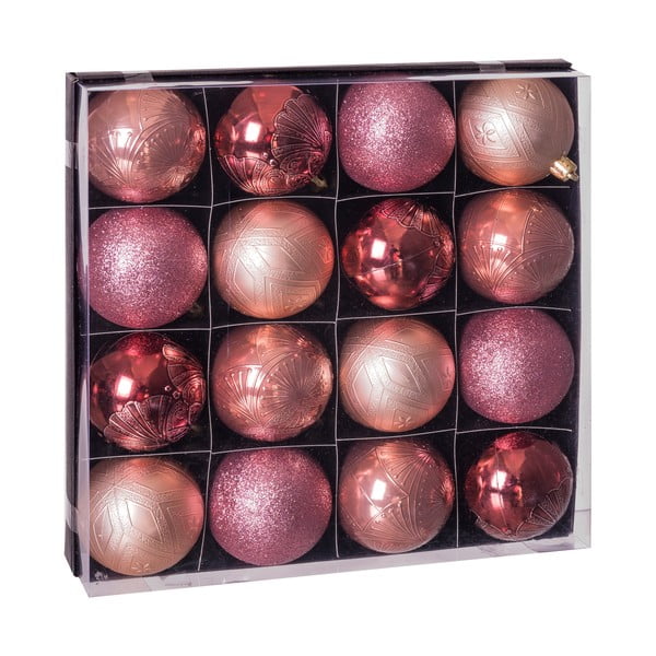16 rožinių kalėdinių dekoracijų rinkinys Unimasa Copper