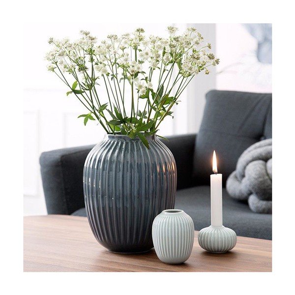 Mėtinės mėlynos spalvos keramikos vaza Kähler Design Hammershoi, aukštis 10 cm-image-2
