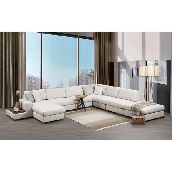 Kampinė sofa baltos spalvos („U“ formos) Loop – Balcab Home-image-4