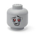 Pilkos spalvos plastikinė vaikiška daiktadėžė ø 24x27 cm Head Zombie L – LEGO®