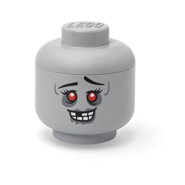 Pilkos spalvos plastikinė vaikiška daiktadėžė ø 24x27 cm Head Zombie L – LEGO®