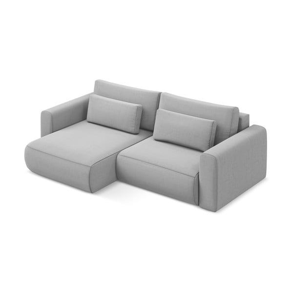 Šviesiai pilkos spalvos iš velveto sulankstoma/su sandėliavimo vieta kampinė sofa (su kairiuoju kampu/su gultu) Kapua – Makamii-image-4