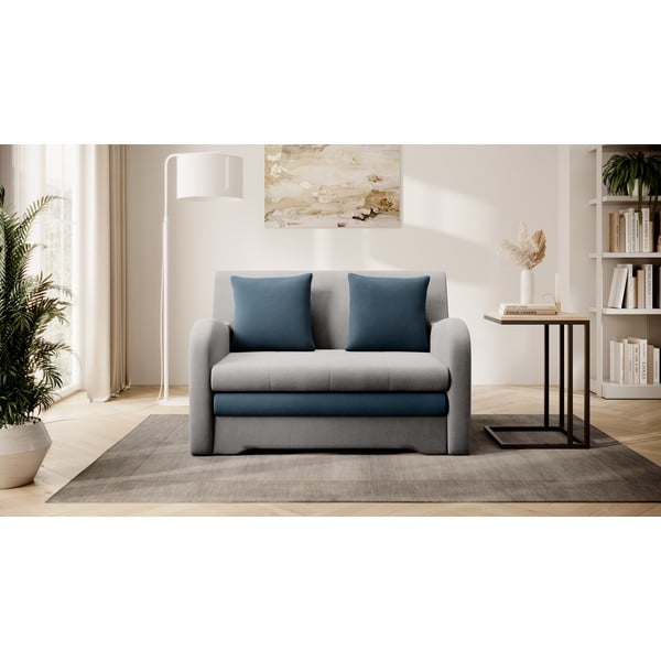 Mėlynos spalvos/šviesiai pilkos spalvos iš velveto sulankstoma sofa 130 cm Ario – ELTAP-image-1