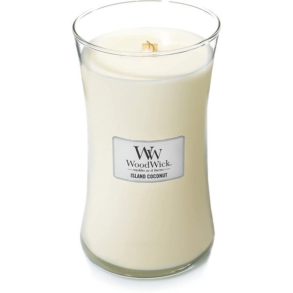 Kvapioji žvakė su kokosų aromatu WoodWick Coconut Island, 110 valandų degimo trukmė