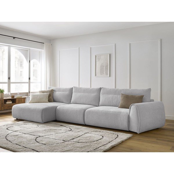 Kampinė sofa šviesiai pilkos spalvos Aden – Bobochic Paris-image-1