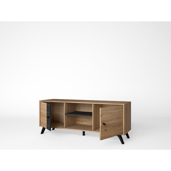 Juodos spalvos ąžuolinis TV staliukas 136x53 cm Natura - Marckeric-image-1