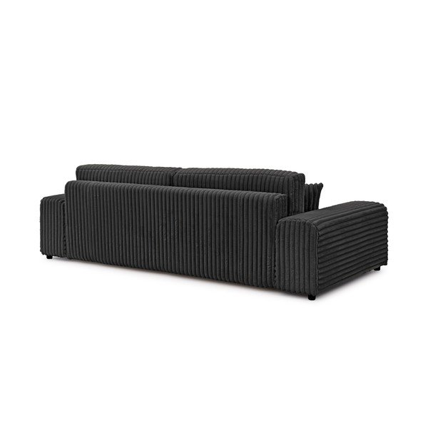 Tamsiai pilkos spalvos sulankstoma/su sandėliavimo vieta sofa iš kordinio velveto 260 cm Justin  – Ropez-image-2