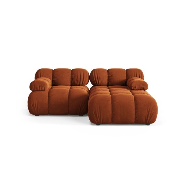 Terakotos spalvos modulinė kampinė sofa iš velveto (su dešiniuoju kampu/su gultu) – Micadoni 